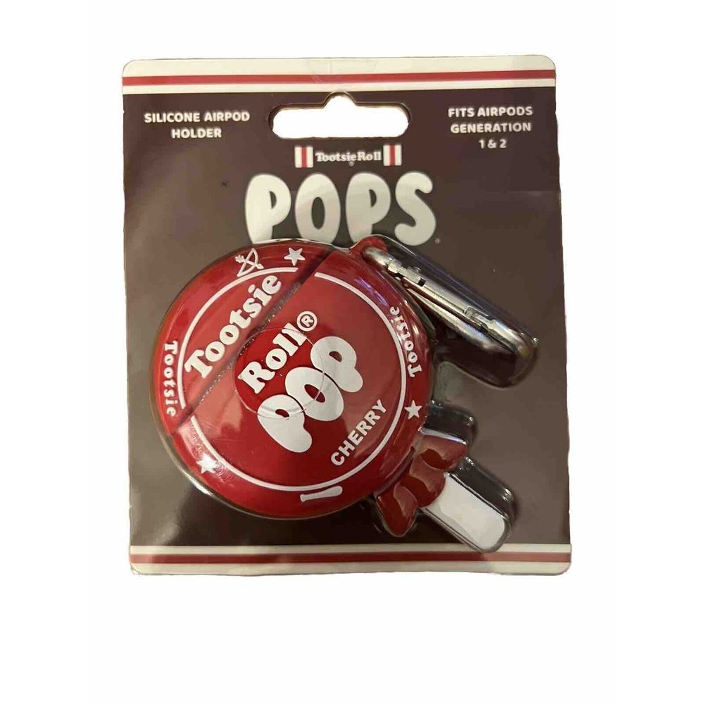 TOOTSIE ROLL POP Silicone AIRPOD CASE HOLDER 1 & 2nd Generation Red Cherry NIP